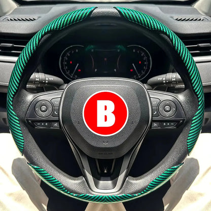 3PCS Car Steering Wheel Cover Warm Winter 38Cm round Steery Wheel Universa Glossy Laser Carbon Fiber Auto Interior Accessories